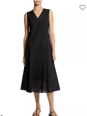 Adolfo Dominguez Black Eyelet Embroidered Dress Size 38